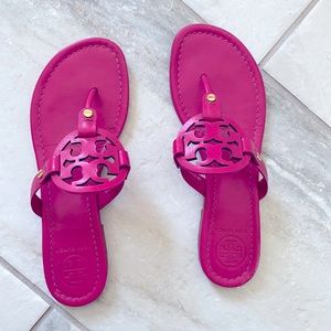 Fuchsia Tory Burch Miller sandals, size 8.